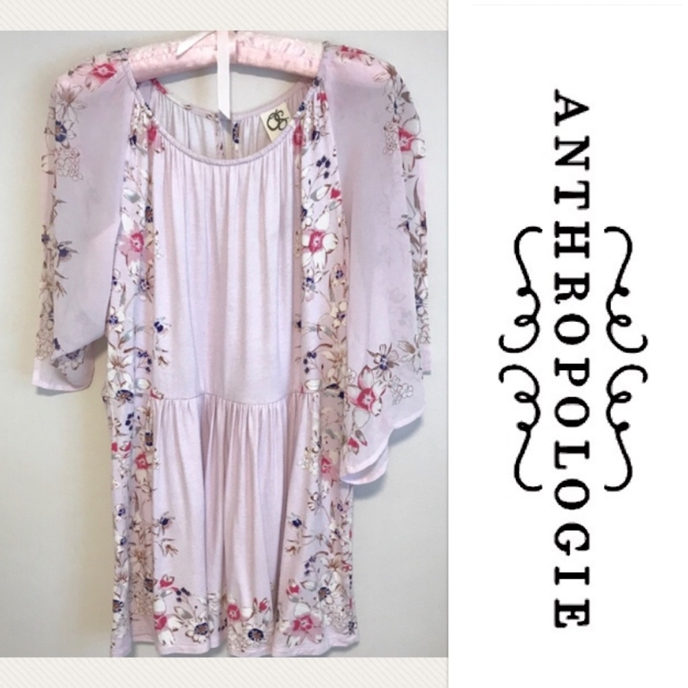 Anthropologie One September lovely pink Flutter Sleeve top